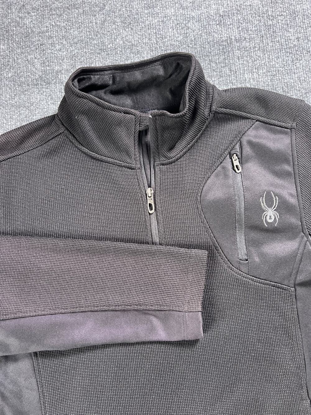 Spyder Jacket Encore Half Zip Black Gray Fleece Ski Pullover Mens Medium
